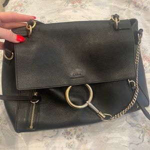 Chloe Faye Black Shoulder Bag Calfskin